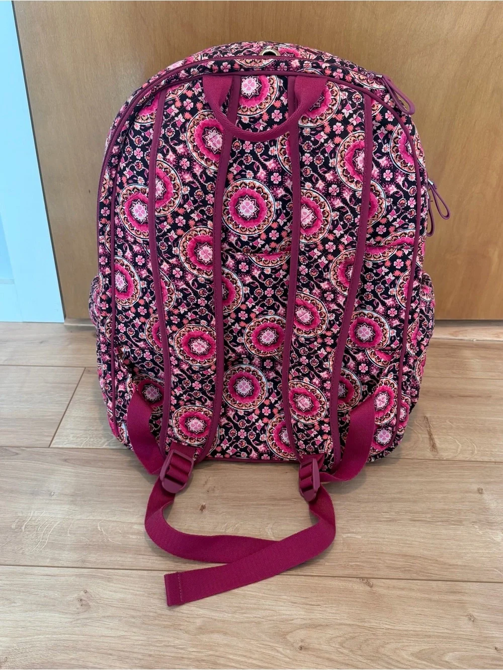 Vera Bradley Raspberry Medallion Quilted Campus Backpack